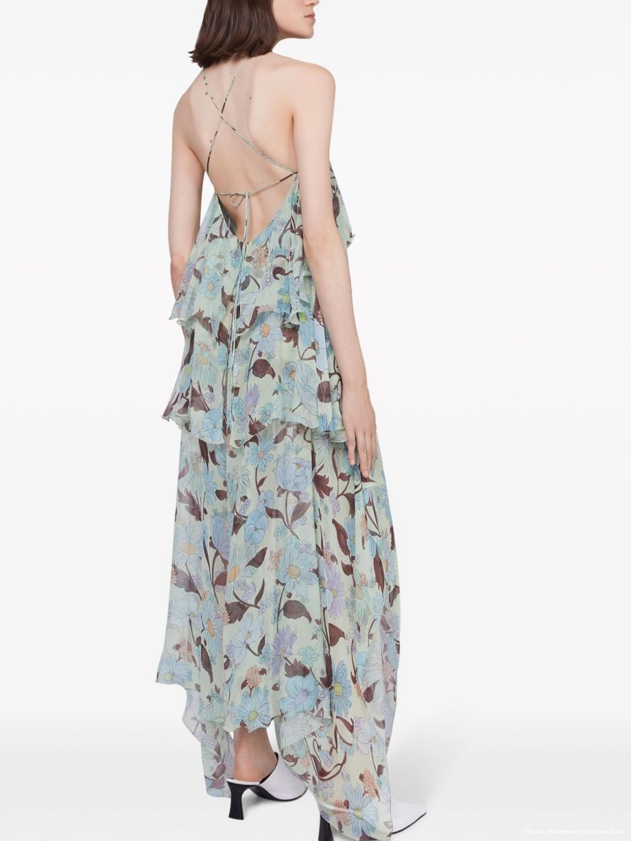 Cheap McCartney Stella Lady Women dress Garden-print chiffon silk 0415